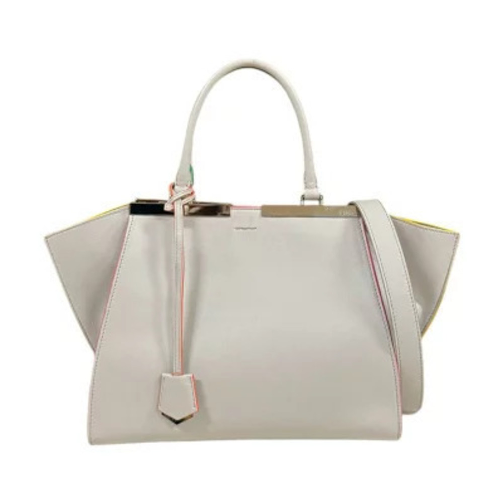 Fendi Trois Jours Shoulder Bag Leather Beige Cream